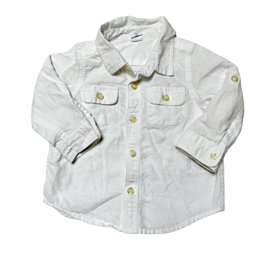 Gap White Button Up Dress Shirt Size 12-18m